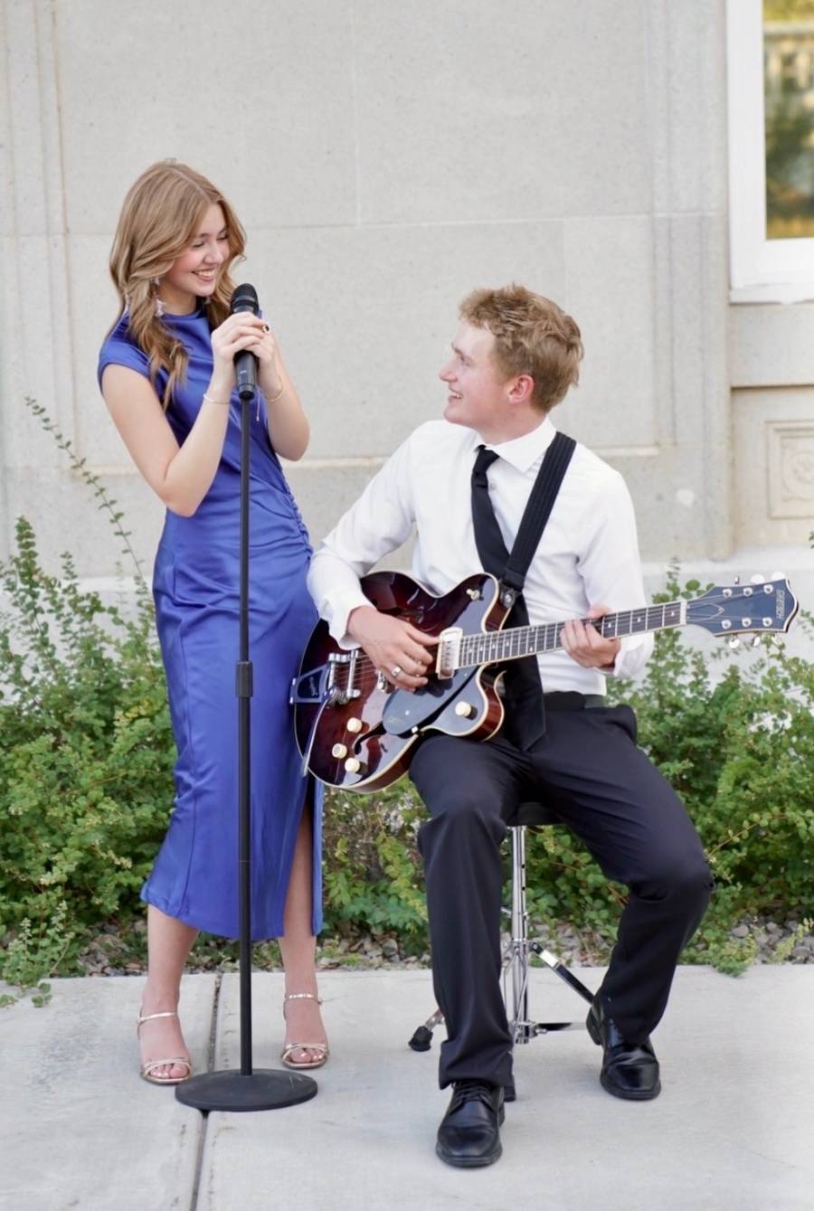 With acoustic guitar
