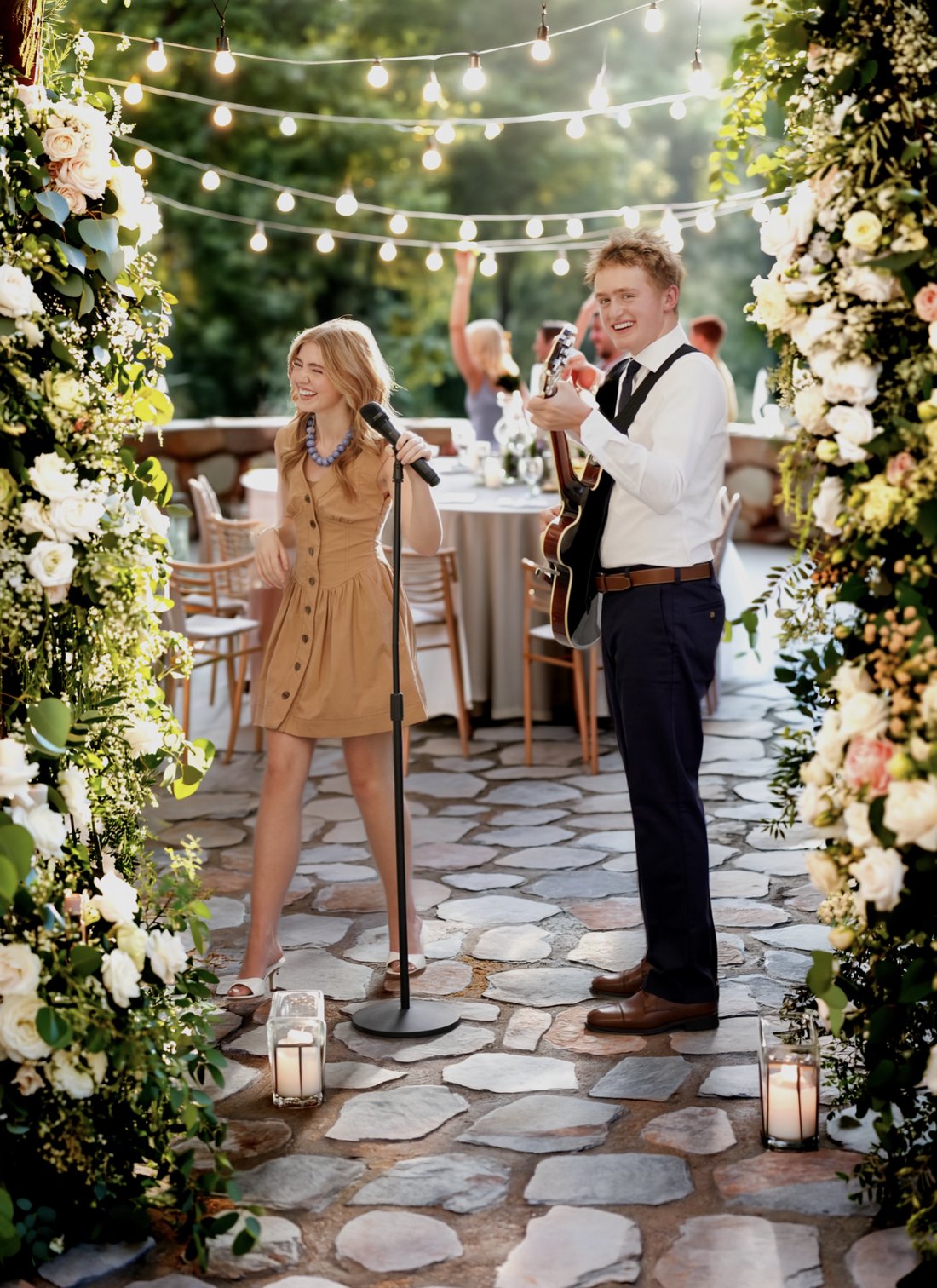 Performing at a garden wedding reception